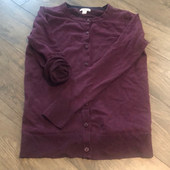 purple button down sweater